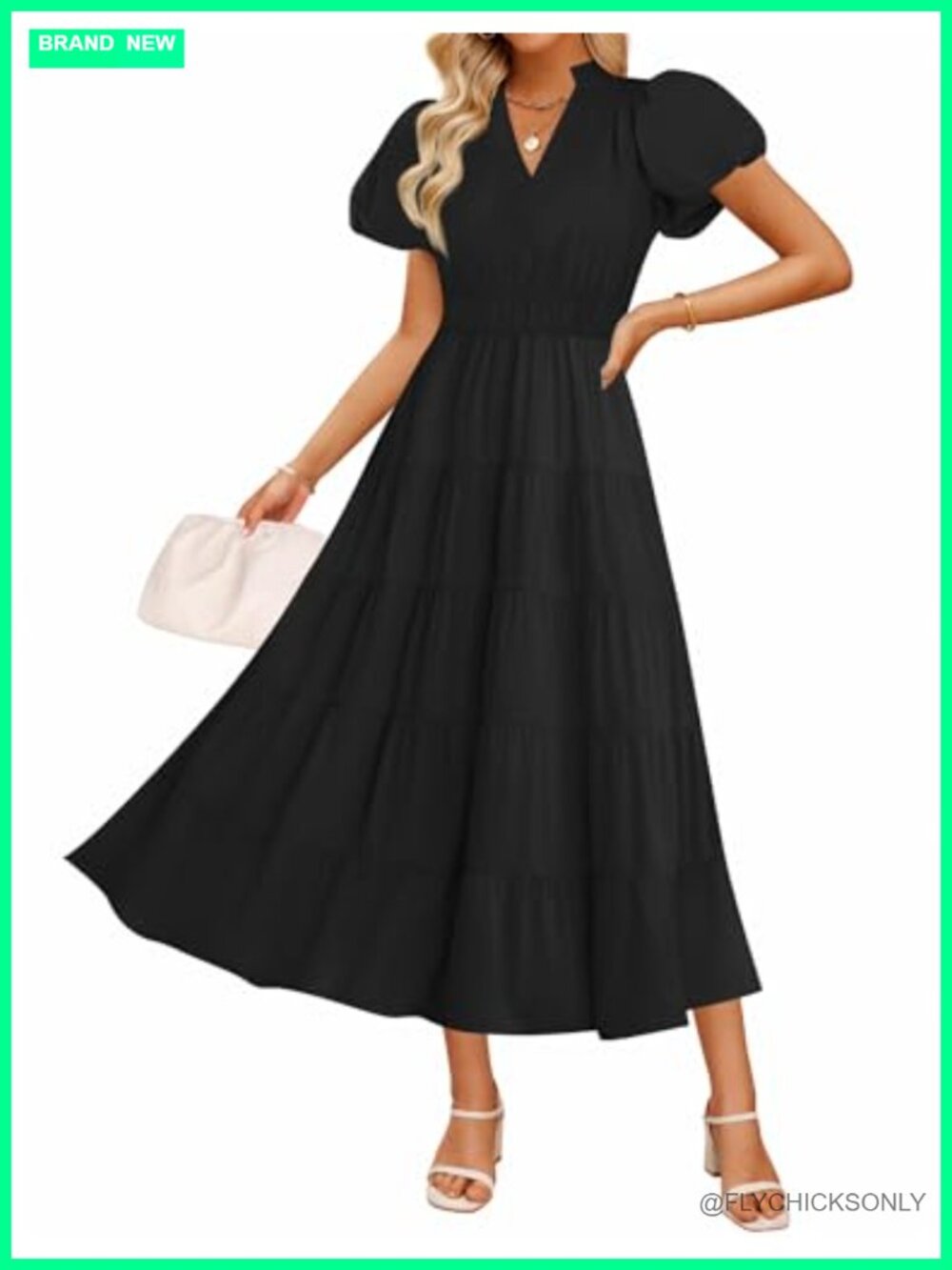 Womens Summer Casual Ruched Ruffle Tiered Maxi Dress Short Sleeve V Neck Flowy